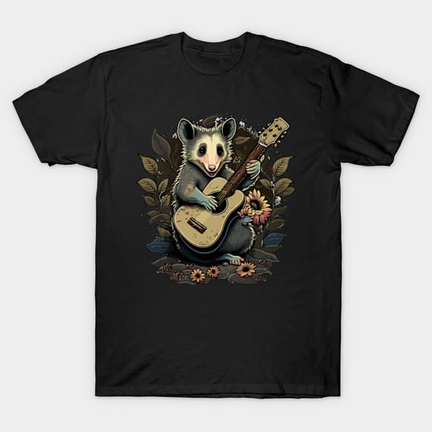 Opossum live laugh love with guitar T-Shirt by jharleyben